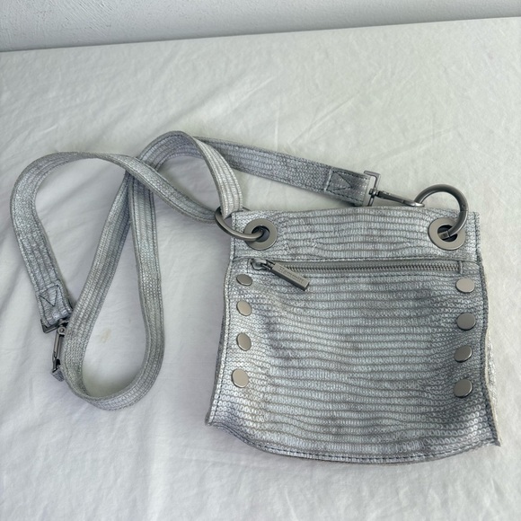 HAMMIT TONY Small Gray White Snakeskin Embossed Cow Leather Stud Crossbody - Picture 5 of 10